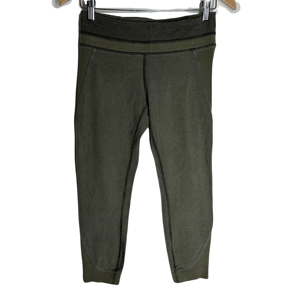 Lululemon Womens Active Pants Size 6 Olive Green Capri Leggings